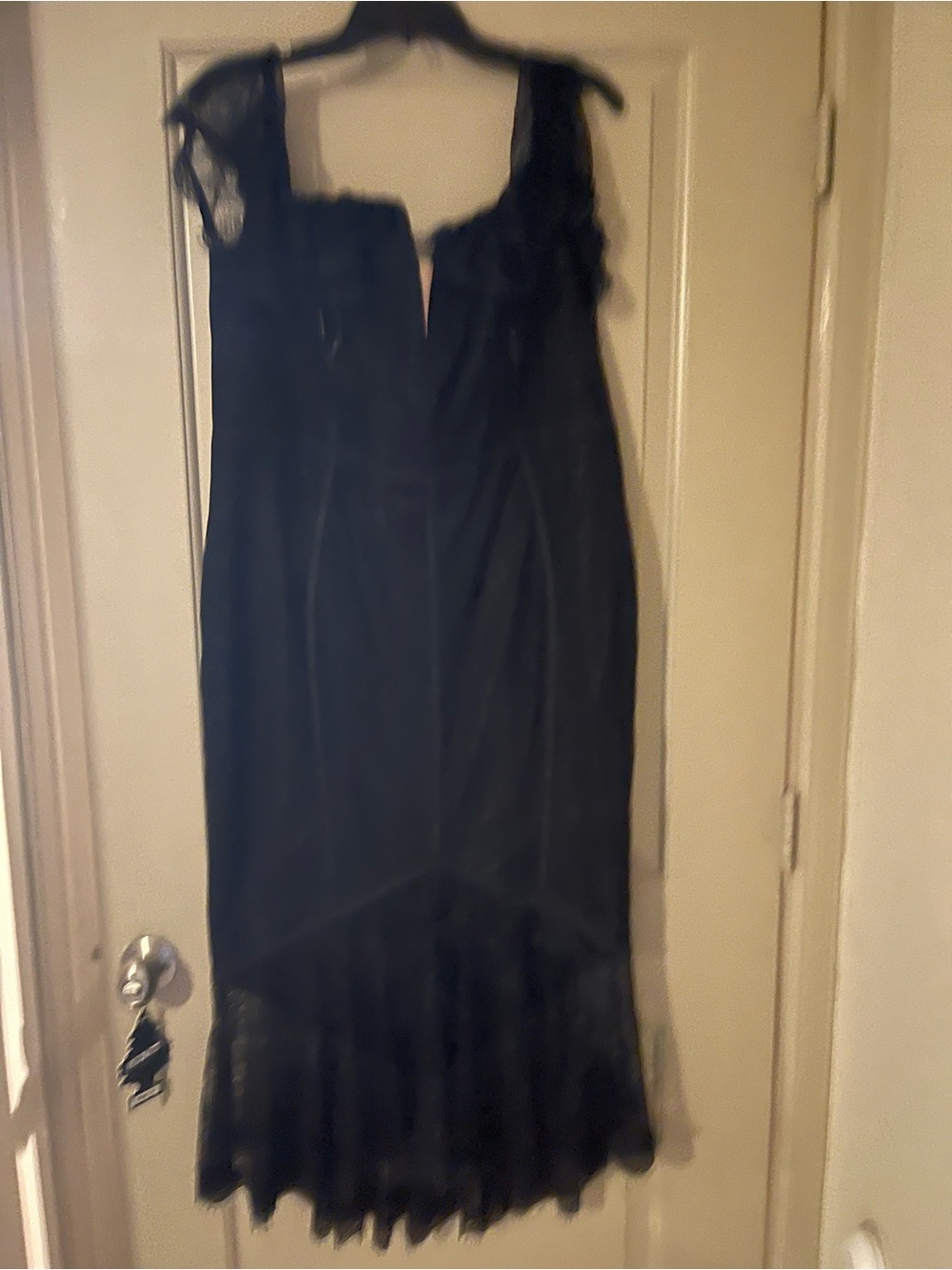 City Chic Black Lace-Trim Midi Dress
